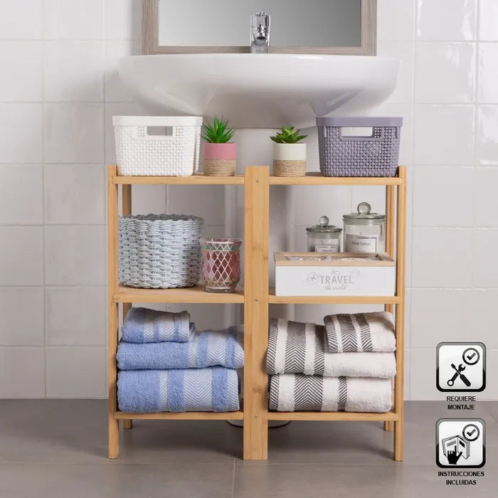 Mueble bajo lavabo bambú 60 x 30 x 60 cm