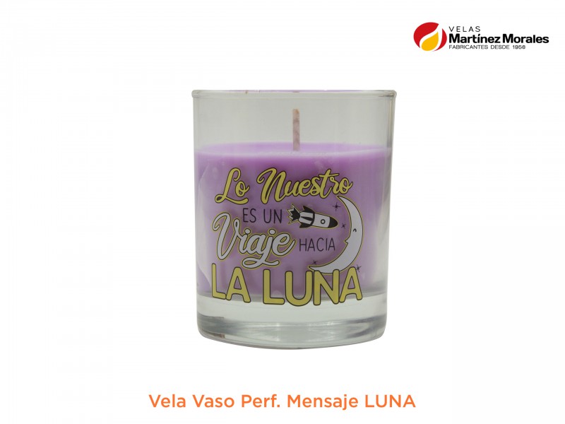 Vela vaso perf. Mensaje luna