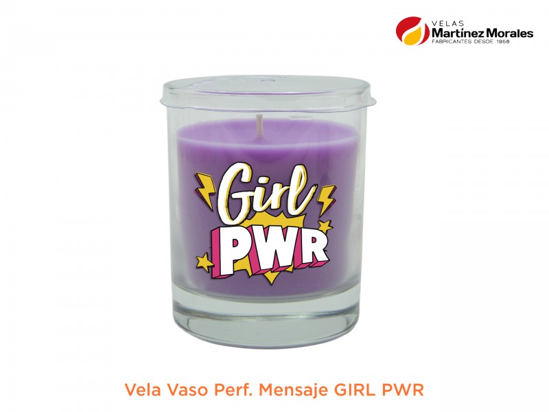 Vela vaso perf. Mensaje girl pwr