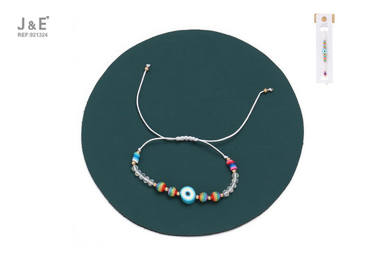 Pulsera trenzada de bolitas de colores