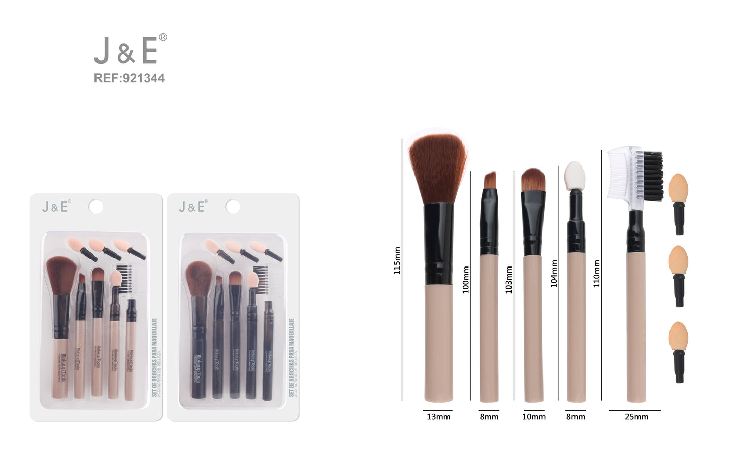 Set de brochas para maquillaje 5 pcs