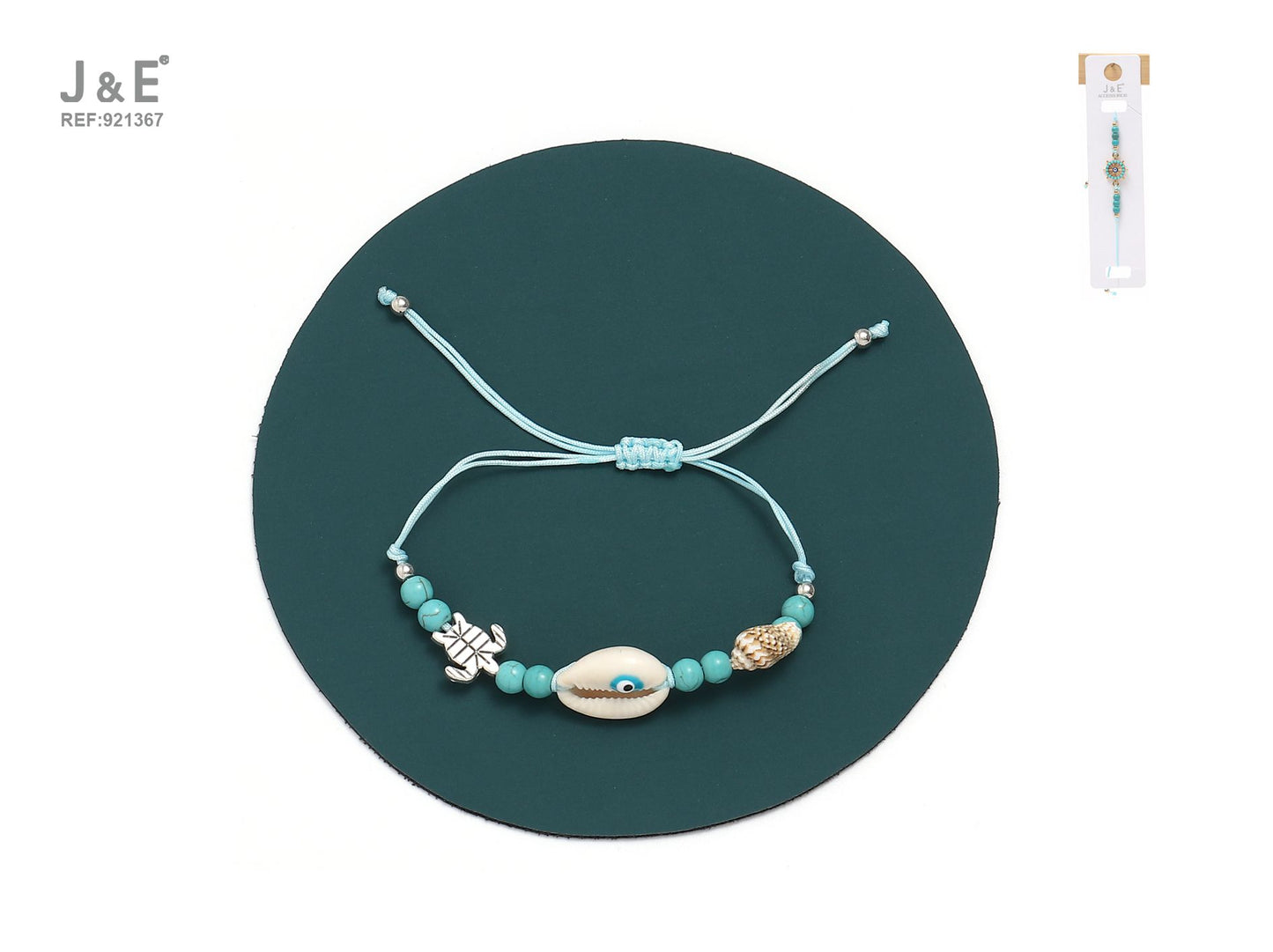 Pulsera trenzada de conchas y tortuga