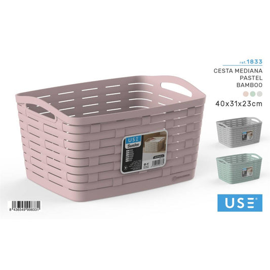 Cesta mediana serie pastel 22l bamboo