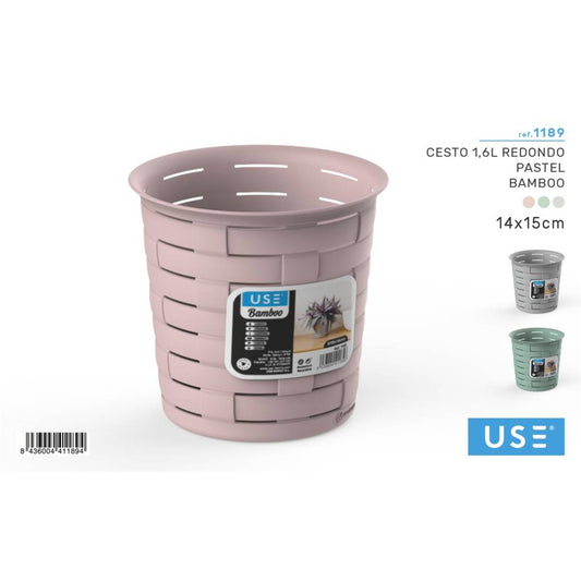 Cesto 1,6l redondo pastel serie bamboo