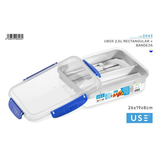 Ubox 2,5l rectangular + bandeja